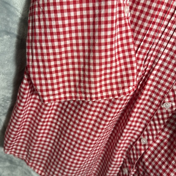 Catherines blouse top 1X plus size Red‎ White 3/4 Sleeve Button Down Shirt 16 18 - Picture 6 of 13